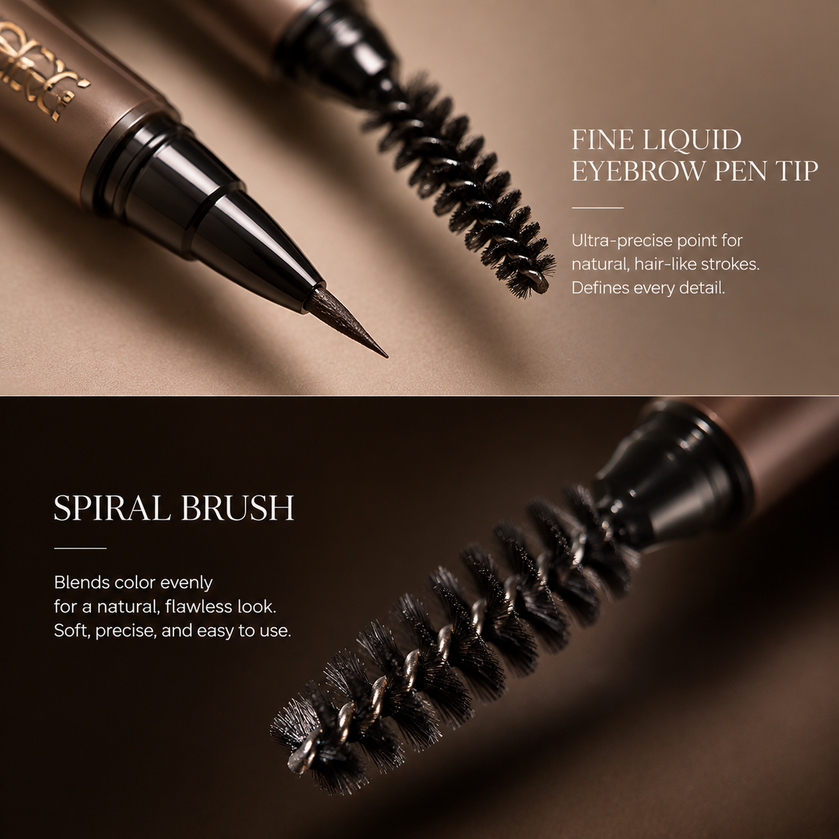 Dual-Ended Liquid Eyebrow Pen with Spiral Brush, Waterproof Brow Definer ✨